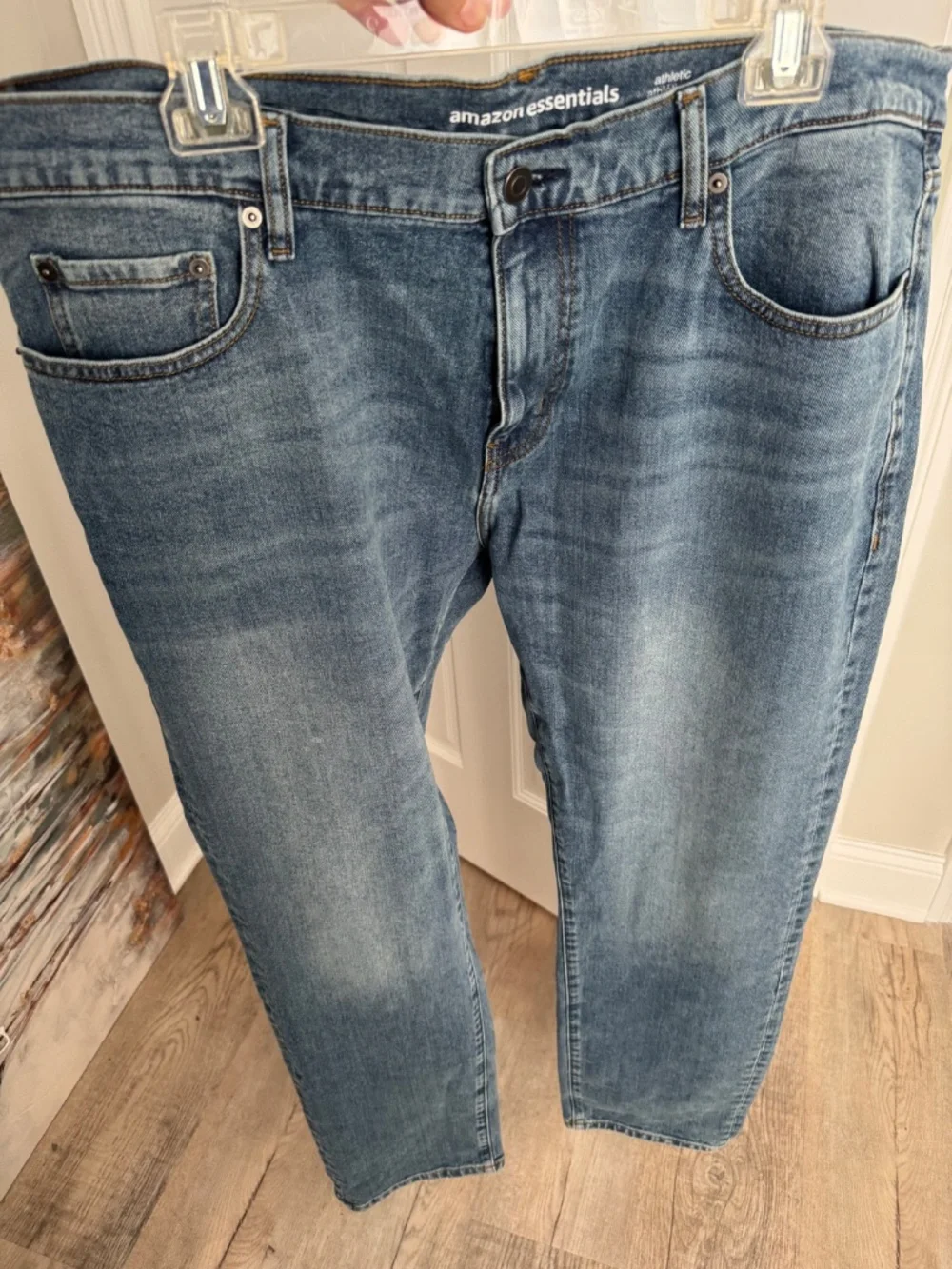 Lot of 3 Amazon Essentials Men's Athletic Fit Jeans 38x32 Dark Light Wash